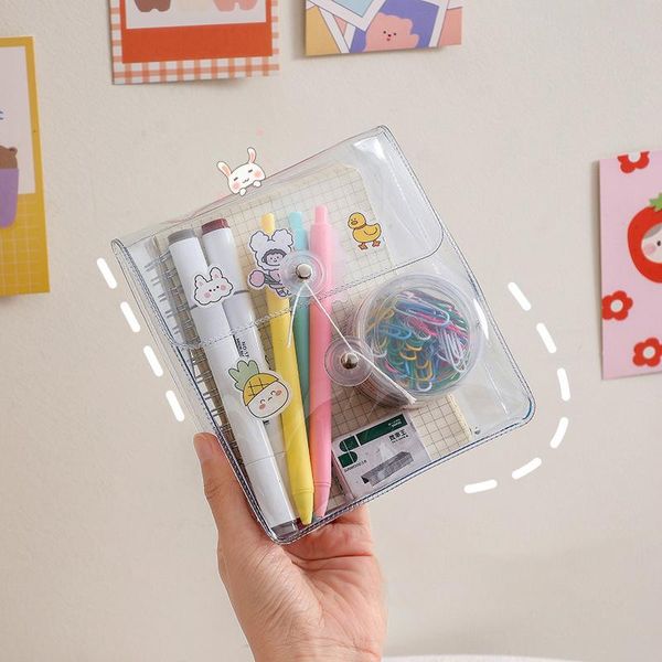 

pencil bags ins storage bag korea transparent pvc winding cord document receipt skin care sorting