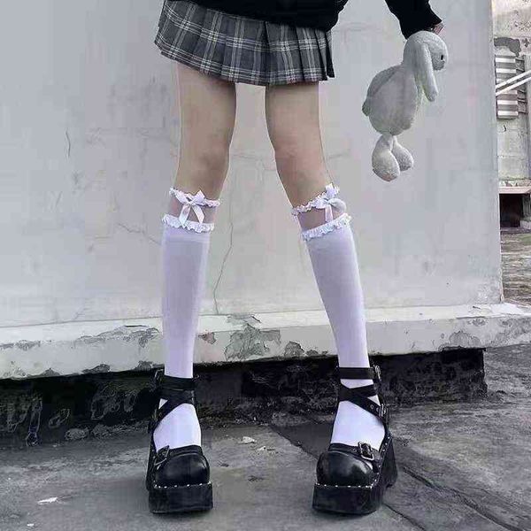 

socks soft sister lovely calf lace bow ita jk middle stockings children spring and summer, Red;black