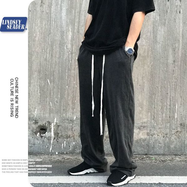

Men's Pants Harajuku Jogger Sweatpants Men Hip Hop Track Streetwear Fashion Casual Stright Long Drawstring Trousers Autumn 66A4, Black