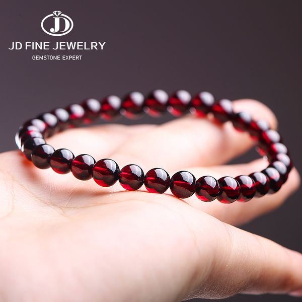 

natural dark garnet bracelet men bracelets 4-14mm wine red bead charm bracelet women jewelry brazaletes pulseras mujer, Black