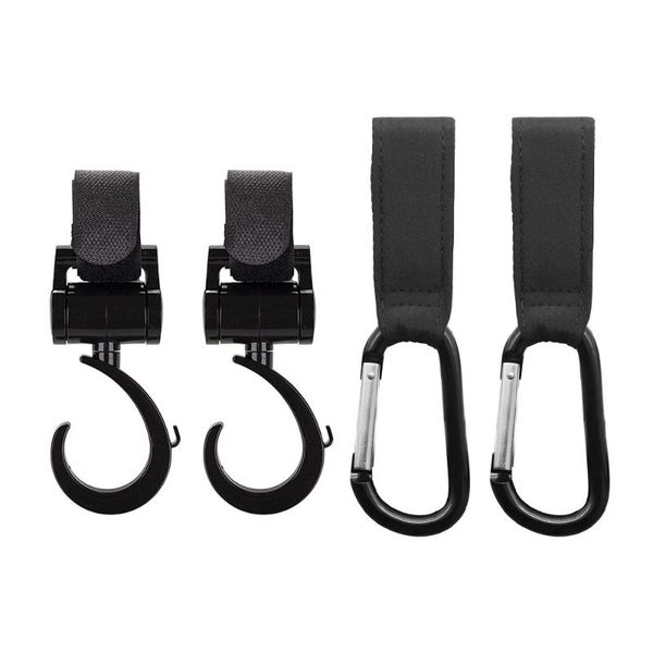 

hooks & rails 4pcs stroller baby carriage rotate 360 degree straps d shaped hook bag hanger kids pushchair home decor accessories