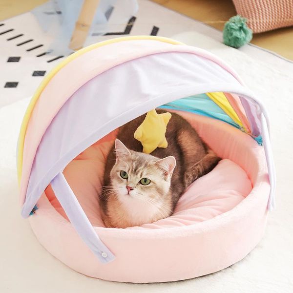 

cat beds & furniture rainbow nest four seasons general winter warm princess bed house pet supplies closed villa tent