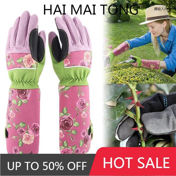 

disposable gloves 1 pair trimming rose floral printing garden women non-slip cut-proof stab-proof gardening household