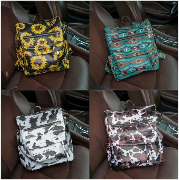 

backpack arrivals sunflower leopard print book shoulder bag large capacity printing pu leather baby care travel nappy bags