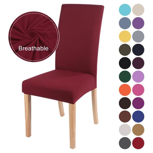 

dustproof solid color chair covers for el dining room party banquet spandex cover stretch elastic slipcovers
