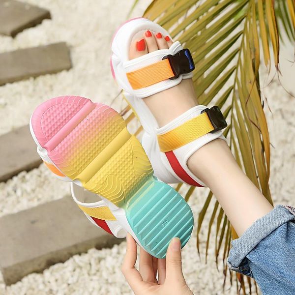 

dress shoes cootelili women summer sandals sneakers buckle 2021 fashion sandal 5cm heel black and white casual