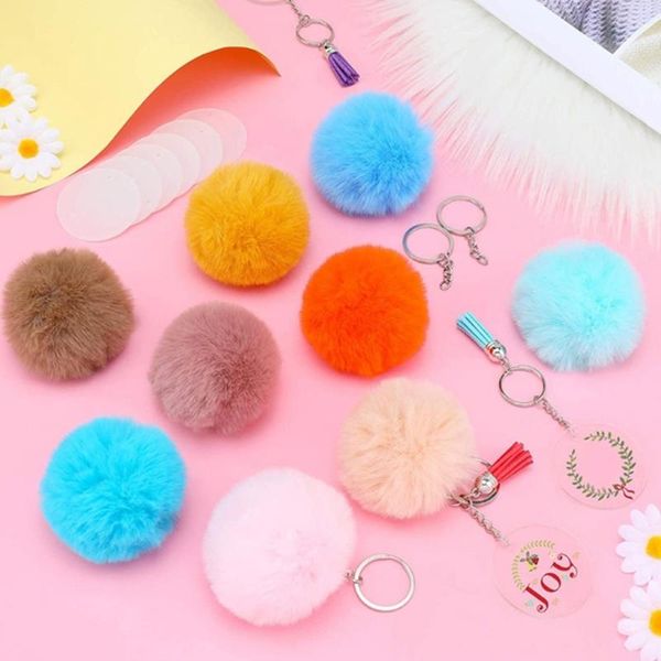 

keychains 24 pcs acrylic blank colorful tassels metal decoration keyrings with 30 jump rings for diy projects and tags, Silver