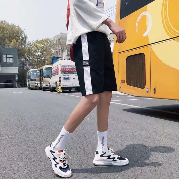 

men's shorts summer baggy shorts men's korean trend ins capris student leisure sports beach pants trendy brand, White;black