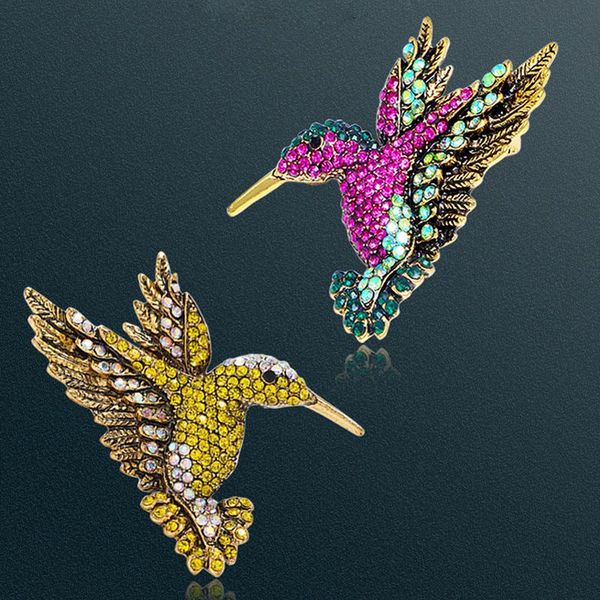 

pins, brooches women brooch colorful rhinestone hummingbird animal summer neckpin for korea fashion accessories factory direct, Gray