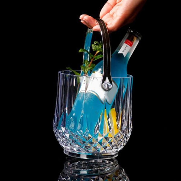 

ice buckets and coolers 1pcs bucket transparent round wine with removable handle for restaurant ktv bar acrylic fas6