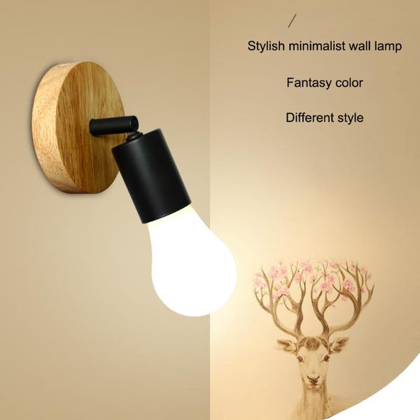 

wall lamp hartisan solid wood base e27 black white home loft decor interior bedroom light fixtures sconce lighting