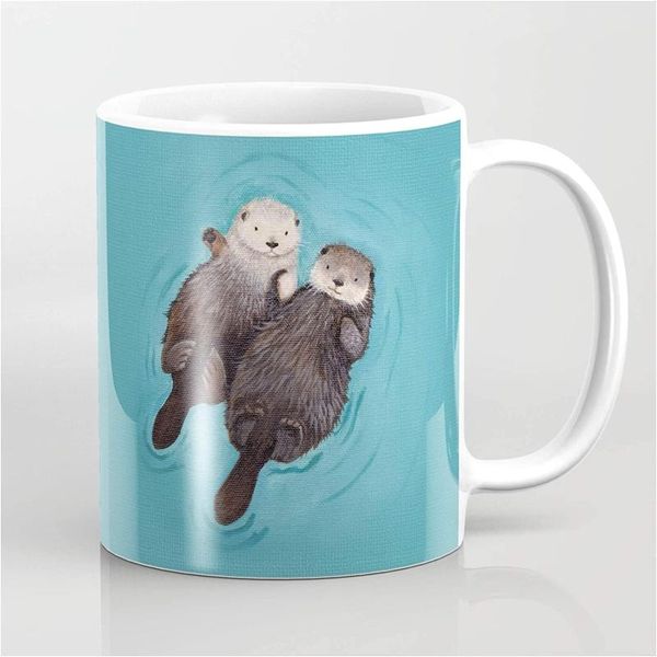 

mugs otterly romantic - otters holding hands on coffee mug 11 oz