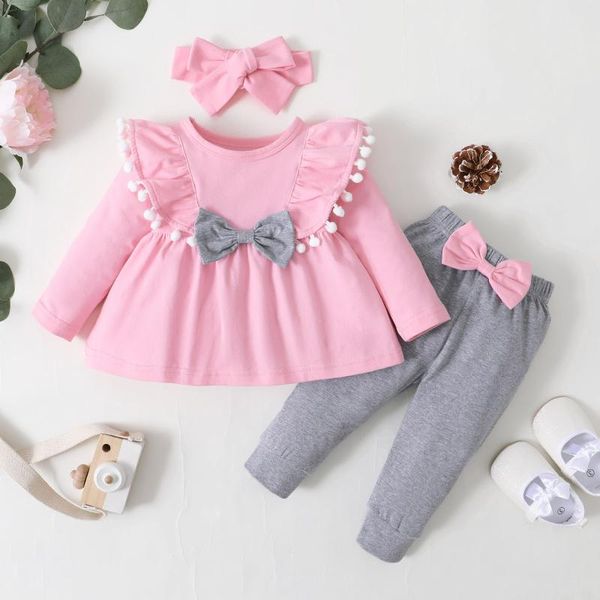 

clothing sets born baby girl clothes set toddler outfits fashion big bow + pants whole sale kids girls 3 months, White