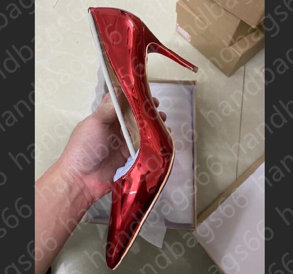 

2021 patent leather/glitter women shoes red soles rubber high heels party dress shoes, Black