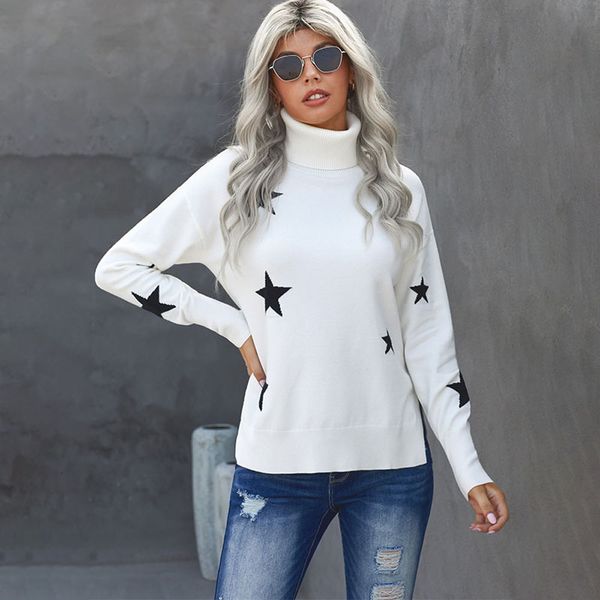 

winter high neck sweater women's 2021 slim fit solid color long sleeve bottomed 272196, Black