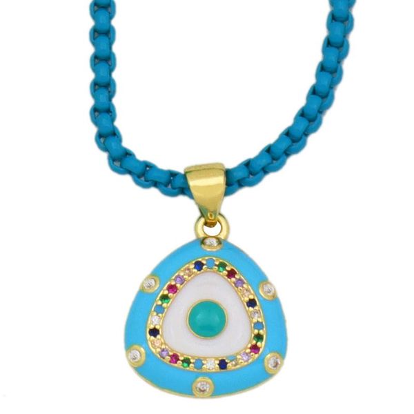 

pendant necklaces design lucky blue evil eye necklace turkish style jewelry multicolor cz enamel charm, Silver