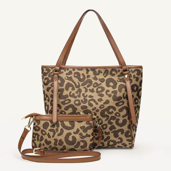 

evening bags 2021 autumn and winter leopard print mother water bucket bag canvas single shoulder diagonal span large capacity tote