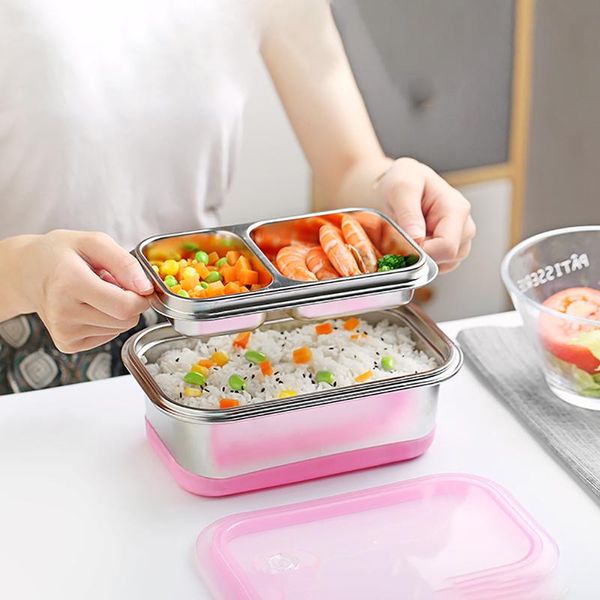 

dinnerware sets guret eco-friendly stainless steel lunch box with tableware portable leak-proof bento compartments container