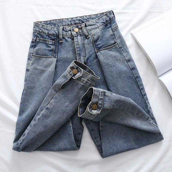 

women's jeans fashion harlan spring high waist was thin loose old pants large size retro nine points carrot eqdv, Blue