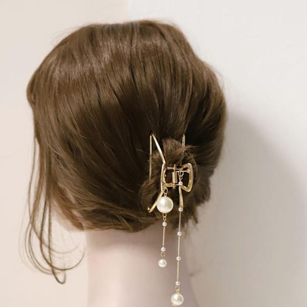 

hair clips & barrettes forseven mental for women elegant acrylic hairpins vintage barrette crab headwear accessories, Golden;silver