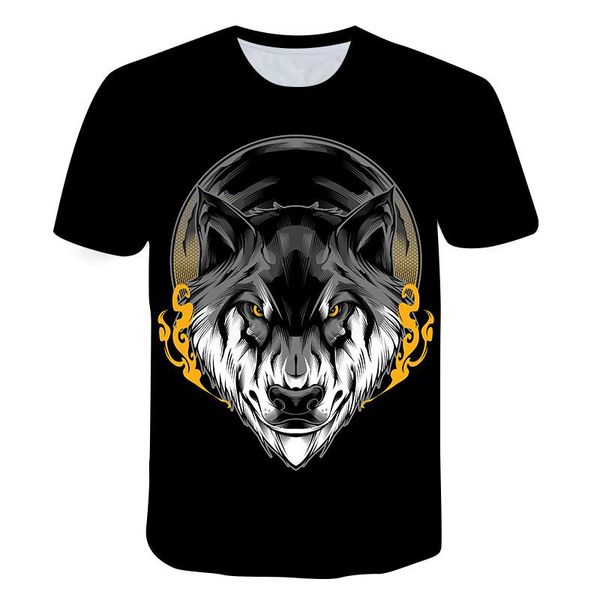 

men's t-shirts wolf head 3d printing suitable for t-shirt 2021 o-neck short-sleeved fashion shirt street casual clothes, White;black