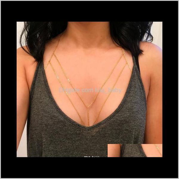 

jewelry drop delivery 2021 belly chains european and american fashion simple geometric bra body chest chain 5vkic, Silver