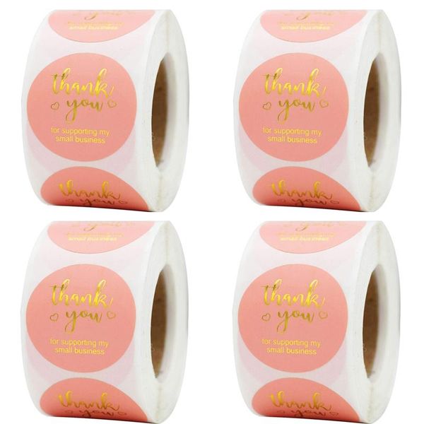 

gift wrap 4 roll thank you stickers of 500pcs 1.5inch for supporting my small business