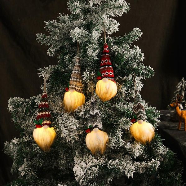 

christmas decorations 5pcs knitted luminous faceless doll tree ornament