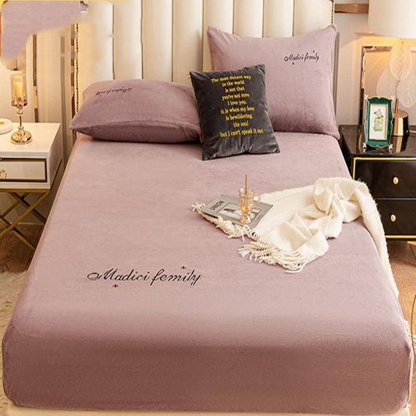 

sheets & sets thickened double-sided crystal velvet coral bedspread all-inclusive non-slip mattress protection cover sheet