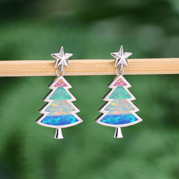 

colorful star christmas tree aobao earrings mini sweet women's gift, Golden