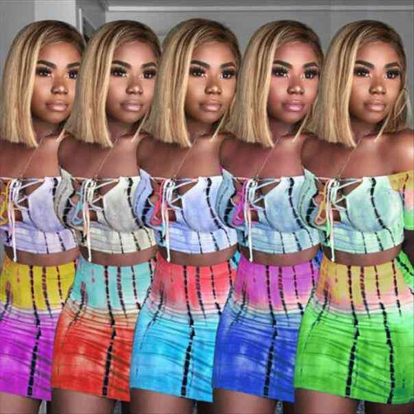 

women 2 piece bodycon clothes sets off shoulder t-shirt lace up neck crop skirts striped club, Gray