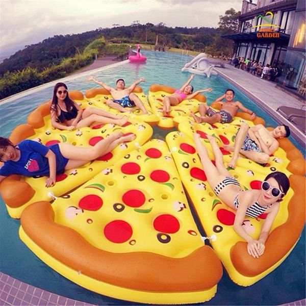 

180cm inflatable pizza floating row pool floats adults swimming ring pools circle for children water party toys accessories life vest & buoy