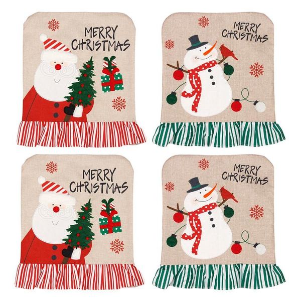 

chair covers christmas covers, set of 4 santa claus snowman hat back for xmas home kitchen decoration
