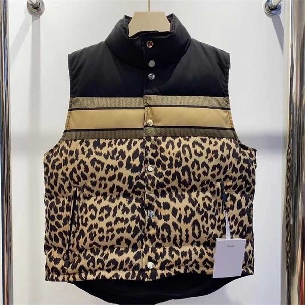 Grande marca inverno stampa leopardo stampa 3D signore sciolte top giù gilet moda donna giacche di alta qualità 211220