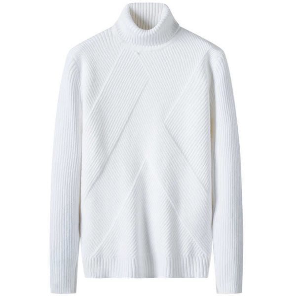 Maglione a collo alto bianco Uomo Inverno Caldo spesso Maglioni da uomo Stile di moda Abiti a maglia Dolcevita a maniche lunghe Oversize 3xl 210601