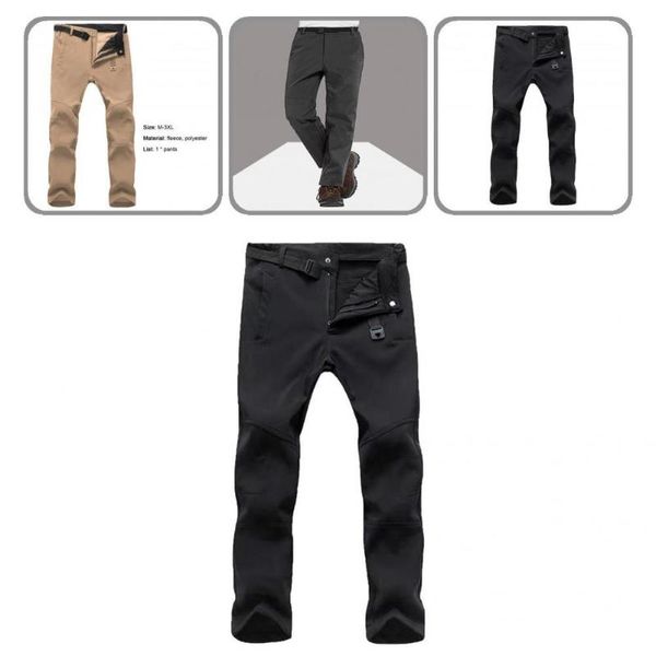 

men's pants pockets great waterproof mid waist sweatpants autumn men trousers thick for sports, Black