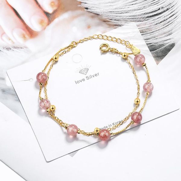 Braccialetti con ciondoli Braccialetto di pietra di luna rotonda femminile di lusso Catena di colore oro argento carino per le donne Matrimonio bianco rosa vintage