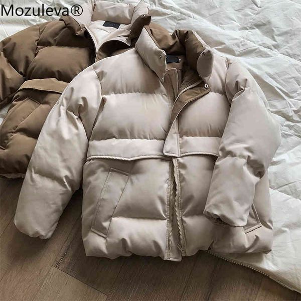 

women thick winter coat stand collar jacket oversize loose outerwear female casaco feminino parkas 210427, Black;brown