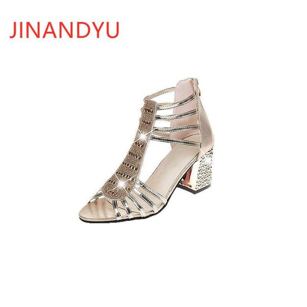 

sandals rhinestone size 41 high heels women gladiator summer fashion block ladies shoes and wedding bride, Black