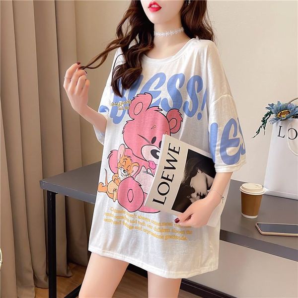

maternity dresses 404# clothes summer short sleeves o neck t shirt cartton printing loose stylish pregnant women pregnancy, White
