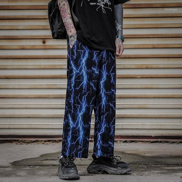 

women's pants & capris black korean summer lighting print harajuku loose japan autumn trousers fashion funny straight hip hop women, Black;white