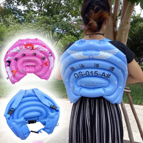 

swimming inflatable vest swimming back float learn circle thickened multi air bag swimsuit, Blue