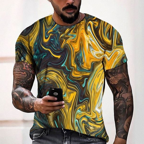 

men's tee t shirt 3d print graphic round neck casual daily 3d print short sleeve fashion designer cool comfortable yellow h2ak#, White;black