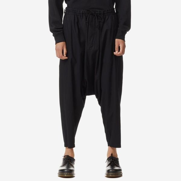 

men's pants feet cotton drawstring elastic waist bloomers cropped, Black