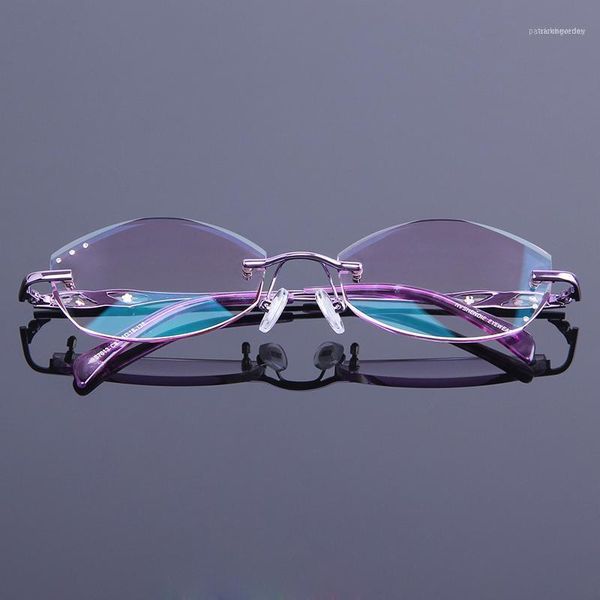 

sunglasses women luxury rhinestone rimless reading glasses elegant purple readers presbyopic eye anti-reflective coating spectacles1, White;black