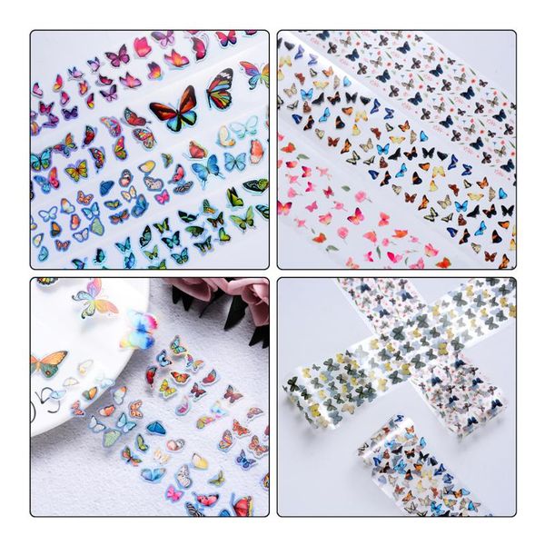 

10pcs nail transfer foil 4*100cm butterfly print series suit stickers starry sky paper tibetan flower sticker art kits