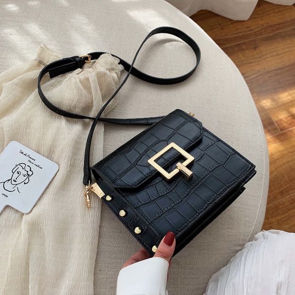 

stone pattern pu leather crossbody bags for women 2021 small lock shoulder simple lady travel handbags and purses l003