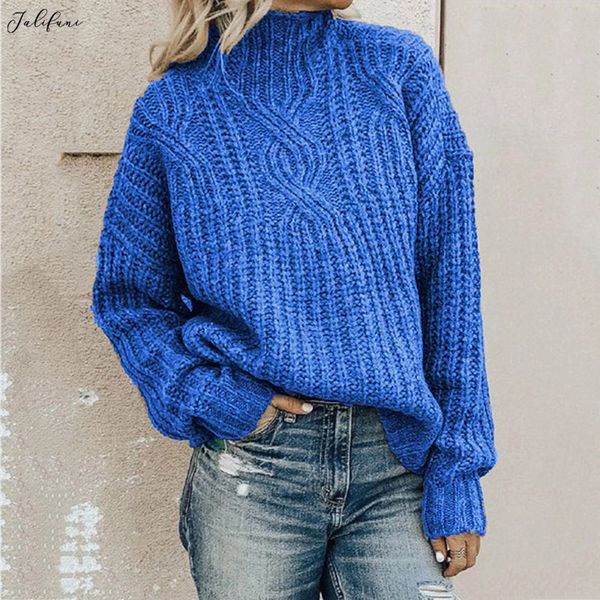 

women vintage knitted pullovers sweater autumn winter fashion blue long sleeve turtleneck sweater new arrival jumper female 210415, White;black