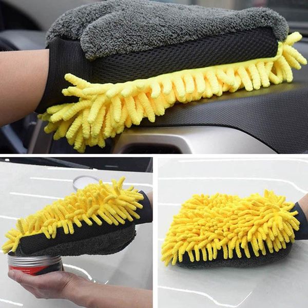 

car wash gloves microfiber chenille coral fleece cleaning tools thick wipe cloth auto care double-faced glove miglove