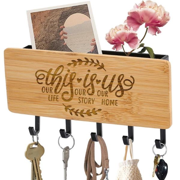 

black white home storage racks customizable this is us our life story personalized text key hook practical wooden hooks & rails